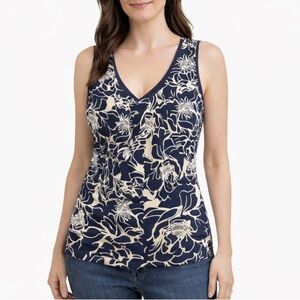 Banana Republic Navy & Cream Floral Sleeveless Top (XS)